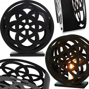 Svícen SVÍCEN LUCERNA KOVOVÁ NÁDOBA NA LED SVÍČKY ČERNÁ OCEL MALÝ BOHO