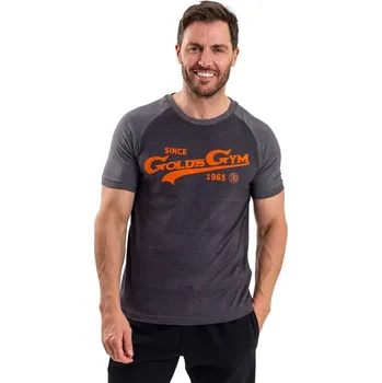 pánské tričko GOLDS GYM - CHARCOAL/ORANGE - L (Golds Gym Crew Nk Tee)