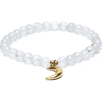 Náramek Milujeme Kameny Měsíční kámen bílý s přívěskem měsíce - náramek kulička NKSM148 479864