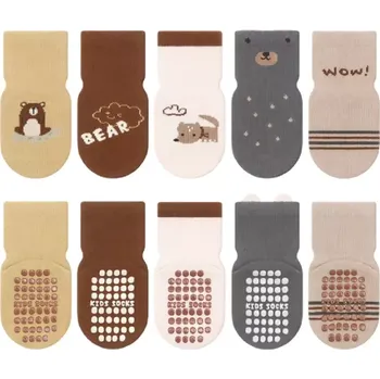 Kojenecké oblečení Protiskluzové ponožky - TMAVĚ HNĚDÉ - BEAR - (0-12m) S (Značka: NEMO BABY)