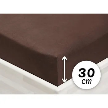 Prostěradlo Jersey napínací prostěradlo na vysokou matraci JR-026 Čokoládově hnědé 100 x 200 - výška 30 cm