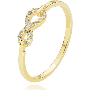 Prsten Prsten ze žlutého zlata 585 - symbol nekonečna, sedmnáct čirých briliantů - Velikost: 51