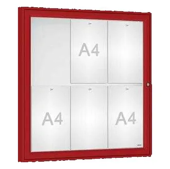 Informační tabulka Venkovní vitrína Classique, 6 x A4, plexi, červená + doprava zdarma