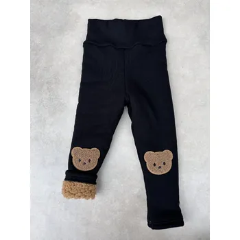 Dívčí legíny ANDY Boom Dětské legíny žebrované vyteplené Little Bear black Velikost děti: 74