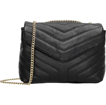 Kabelka Černá luxusní kožená crossbody kabelka "Eminence"