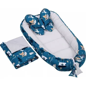 Hnízdečko pro miminko Baby Nellys Sada komplet oboustr. hnízdečko Velvet premium Lesík, zelená/šedá