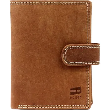 Peněženka Pevná "lovecká" hnědá kožená peněženka Nordee na výšku BJORN N4L