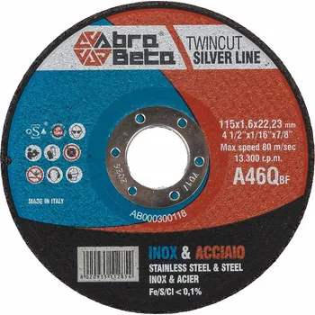 Řezný kotouč Abra Beta Kotouč dvojí řez na ocel a nerez, rovný 115x1,6, Ř/R
