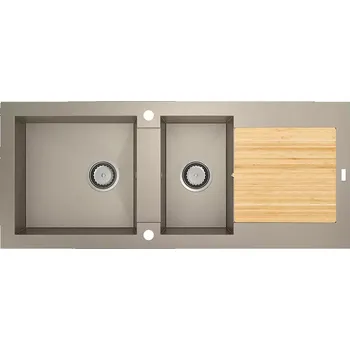 Nerezový dřez Carea Vestavný dřez Katla 2, 1180 × 500 × 200 mm, béžový, CAREAlith 3512342840192