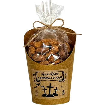 Sušená potravina Nutworld.cz Mix ořechů v medu a soli v celofánku a kelímku 180g - DEJ SI OŘECHY A ODPOČÍVEJ V POKOJI