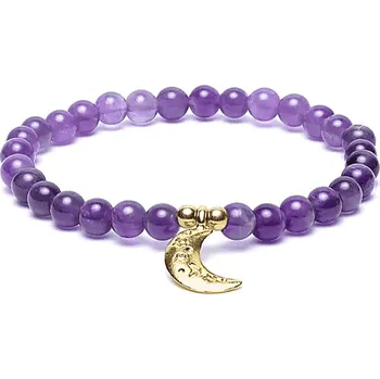 Náramek Milujeme Kameny Ametyst s přívěskem měsíce - náramek kulička NKM115 479827