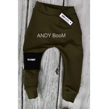 ANDY Boom Dětské tepláky baggy NO LIMIT - khaki Velikost děti: 92