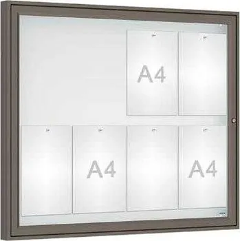 Informační tabulka Venkovní vitrína Classique, 8 x A4, sklo, šedá PRO + doprava zdarma