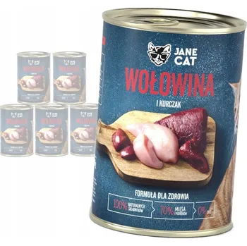 Krmivo pro kočku Vlhké krmivo pro kočky Jane Cat hovězí a kuřecí maso bez obilovin 6 x 400 g