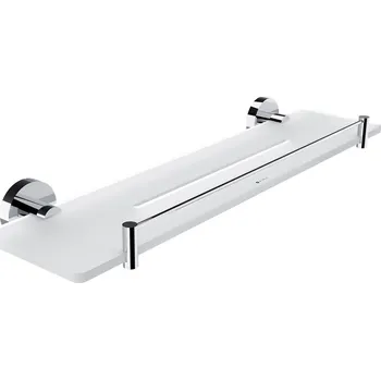 Koupelnový nábytek Police do koupelny s ohrádkou, bílá matná plexiglass, úchyty chrom, 50 cm NIMCO IXI police UN X450-X-26 Nimco