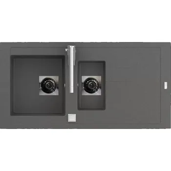 Nerezový dřez Carea Vestavný dřez Tango 1½, 980 × 500 × 180 mm, šedý, CAREAgranit 3512343100110