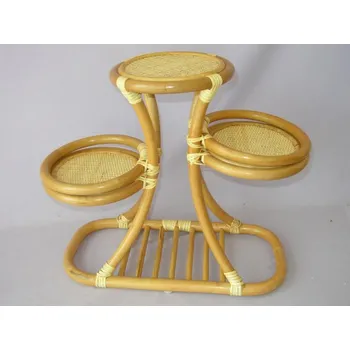 Stojan na květiny Axin Trading Ratanový stojánek na 3 květiny 47x22x44 cm