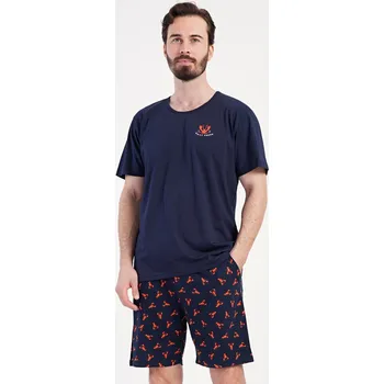 Pánské pyžamo Vienetta MAN Pánské pyžamo šortky Rudolf Barva: Modrá - tmavě, Velikost: 2XL