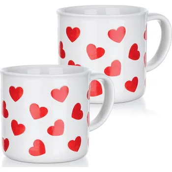 Stolování Sada keramických hrnků RED HEARTS 350 ml 2 ks