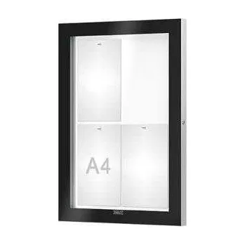 Informační tabulka Venkovní černá moderní vitrína Edge, 4 x A4 + doprava zdarma