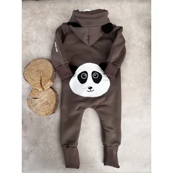 Dětský overall ANDY Boom Teplákový overal panda taupe rostoucí velikost: 62/68