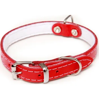 Obojek pro psa BAFPET Kožený obojek podšitý filcem, STELLA - hladká Barva: Červená, Rozměr: 18mm x 50cm /40-46/ 01109