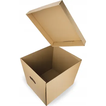 Archivační box Archivační krabice Profil se zkosenými stěnami, s víkem, hnědá