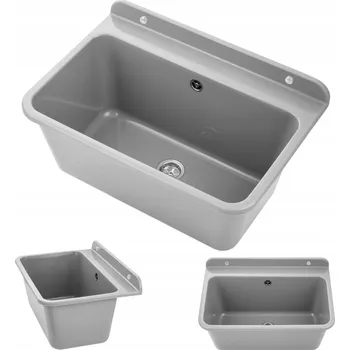 Umyvadlo Sink Quality Universe, univerzální plastová výlevka 61x41x30 cm + sifon, 1-komorová, šedá, SKQ-KGLK60-G