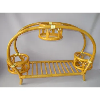 Stojan na květiny Axin Trading Ratanový stojan na 3 květiny oblouk 82x28x55 cm