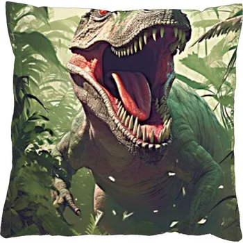 Povlak na dekorativní polštářek Povlak na polštář 40x40 na zip velur - Tyrannosaurus