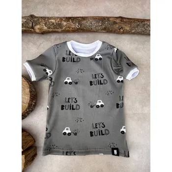 ANDY Boom tričko žebrované BASIC autíčka na khaki Velikost děti: 86