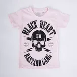 Dětské Triko BLACK HEART BASTARD SKULL LIGHT PINK Barva: Růžová, Velikost: 2-3-R