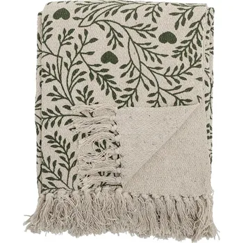 přikrývka Bloomingville Pléd MARIBELLE, recyklovaná bavlna, zelená