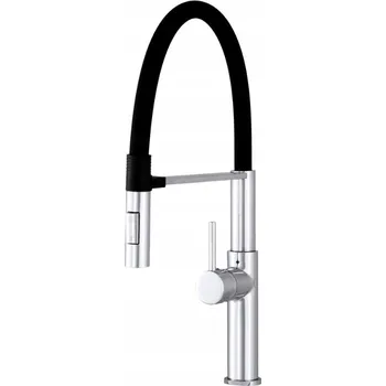 Vodovodní baterie Gamma Vento New, stojánková dřezová baterie s flexibilním ramenem, 2-funkční výtok, černá-chromová, GMA-BVONK-CH