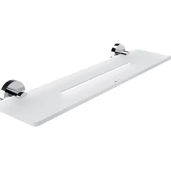 Koupelnový nábytek Police do koupelny s otvory, bílá matná plexiglass, úchyty chrom, 50 cm NIMCO IXI police UN X450-26 Nimco