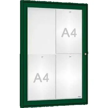 Informační tabulka Venkovní elegantní vitrína Tradition, 4 x A4, zelená + doprava zdarma