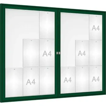 Informační tabulka Venkovní elegantní vitrína Tradition, 18 x A4 dvoukřídlá, zelená + doprava zdarma