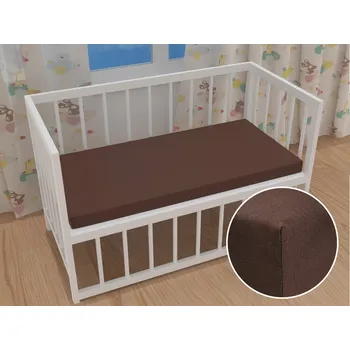 Prostěradlo Dětské jersey napínací prostěradlo do postýlky JR-026 Čokoládově hnědé 60 x 120 x 10 cm - do postýlky