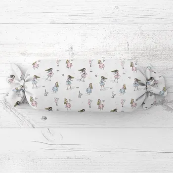 Dekorativní polštářek Dětský polštář válec bonbon Sandra SA-261 Krasobruslařky na krémovém 15x40 cm