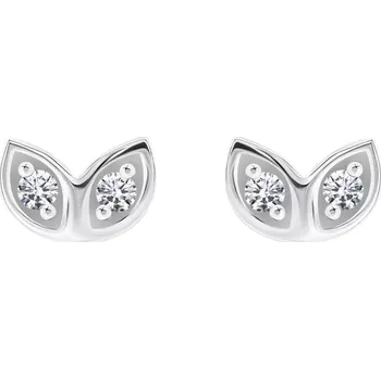 Náušnice Náušnice ze stříbra 925 - dva spojené listy, čiré zirkony, puzetky