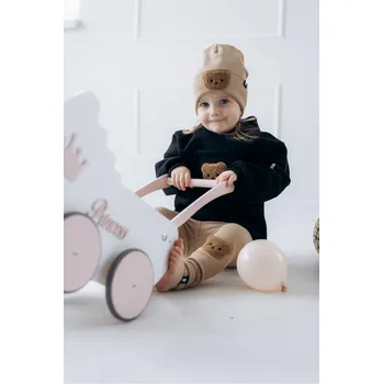 Dívčí legíny ANDY Boom Dětské legíny žebrované Little Bear mocca - jaro Velikost děti: 86