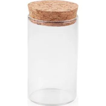 Dóza na potraviny Skleněná lahvička / dóza s korkem - (47x80 mm) transparent (4 lahv.)