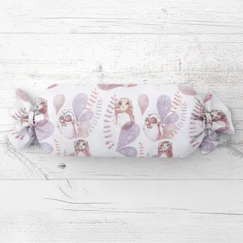 Dekorativní polštářek Dětský polštář válec bonbon Sandra SA-284 Hnědé sovy 15x60 cm