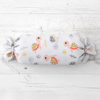 Dekorativní polštářek Dětský polštář válec bonbon Sandra SA-373 Veselé želvičky na bílém 15x40 cm