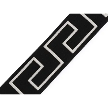 Textilie Pruženka, guma TRENKOVÁ měkká, hebká, černá s bílým vzorem, 40mm, 1metr