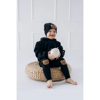 Dívčí legíny ANDY Boom Dětské legíny žebrované Little Bear black - jaro Velikost děti: 80