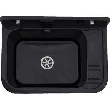 Umyvadlo Sink Quality Universe, univerzální plastová výlevka 50x34x31 cm + sifon, 1-komorová, černá, SKQ-KGK50-BK