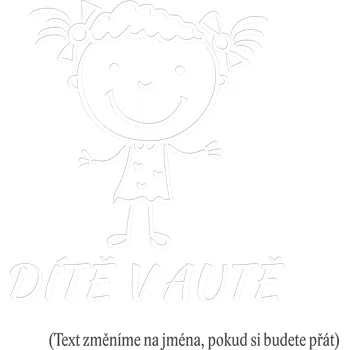 Samolepicí dekorace na vozidlo Dítě v autě holčička s culíky samolepka na auto - zelená / 10x12 cm