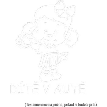 Samolepicí dekorace na vozidlo Dítě v autě holčička s mašlí samolepka na auto - hnědá světlá / 10x12 cm