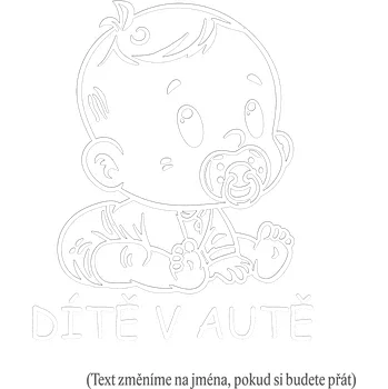 Samolepicí dekorace na vozidlo Dítě v autě batole kluk samolepka na auto - žlutá světlá / 10x12 cm